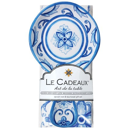 Vischio Spoon Rest with Matching Tea Towel Gift Set