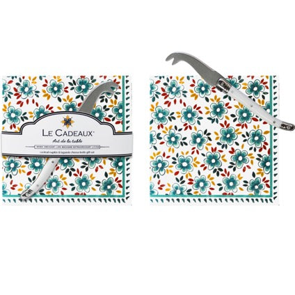 le-cadeaux-madrid-turquoise-cocktail-napkin-set-with-laguiole-mini-cheese-knife-CCGS-256MADT