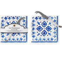 le-cadeaux-moroccan-blue-cocktail-napkin-set-of-20-with-laguiole-mini-cheese-knife-CCGS-256MRCB