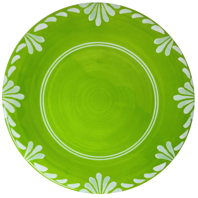 Le Cadeaux Paloma Green melamine dinner plate for indoor and outdoor entertaining