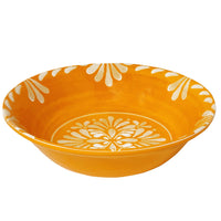 Le Cadeaux Paloma Orange cereal bowl, item 242PLO with white floral patterns on a white background