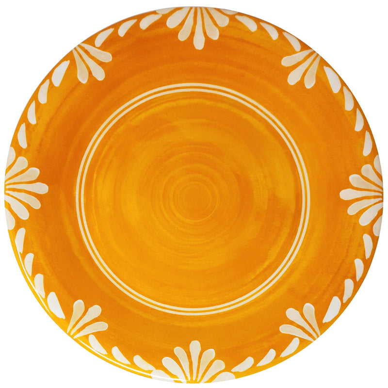 Le Cadeaux Paloma Orange melamine dinner plate 11 inch etched texture outdoor dinnerware Item 337PLO UPC 810056679088