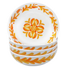 Set of four le cadeaux Sicilian orange melamine cereal bowls with orange floral design on a white background