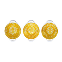 yellow melamine prep bowls with handles for dips and condiments