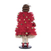 rear view of katherines collection handcrafted Holiday Magic Mae luxury doll with jeweled poinsettias and plaid dress.
