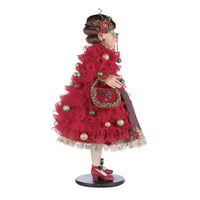 right side view of atherine’s Collection Holiday Magic Mae doll in plaid dress with jeweled trim