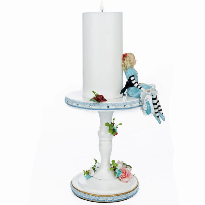 Katherine's Collection Tiny Blue Alice Pastel Candle – Artistic Pillar Design (SKU 28-428138 | GTIN 810074126960) right side view
