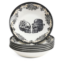 Set of four Royal Stafford shallow Party Skulls cereal bowls set