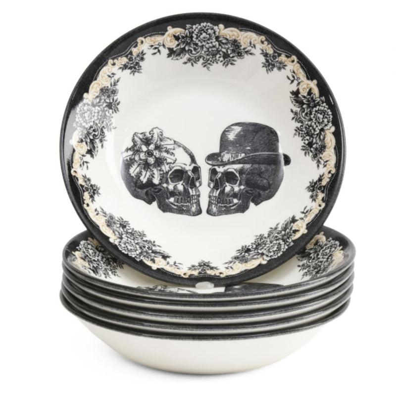 Set of four Royal Stafford shallow Party Skulls cereal bowls set