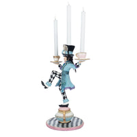 Whimsical Mad Hatter Candle Holder 28-428135 GTIN 810074126939 balancing on teapot with battery-operated candles