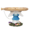 Rear view of handcrafted White Rabbit Cake Plate 28-428118 GTIN 810074126823 Easter spring holiday centerpiece display