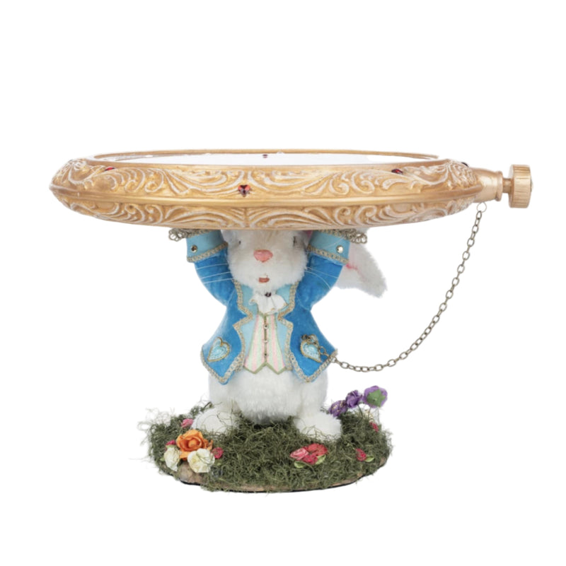 White Rabbit Cake Plate 28-428118 GTIN 810074126823 from Katherine’s Collection Hearts and Wonderland Easter Collection