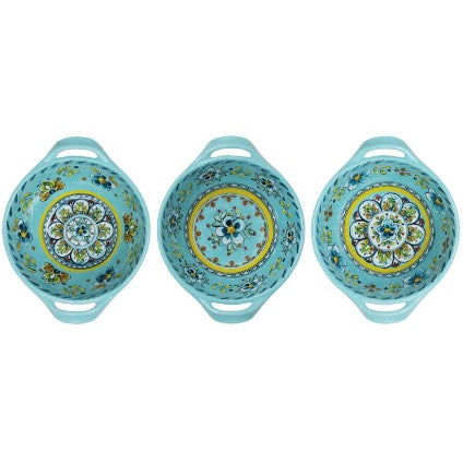 Madrid Turquoise Mini Two Handled Bowls Set