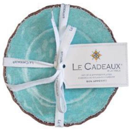 Le Cadeaux Antiqua Turquoise Appetizer Plate Set 