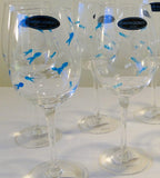 Blue Etched Tropical Fish Glasses Set