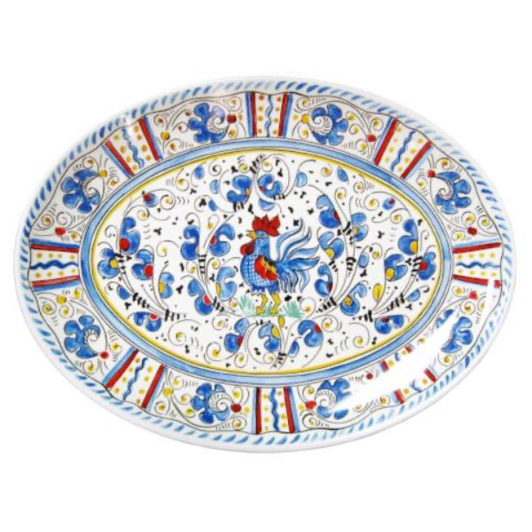 Rooster Blue 16" Oval Platter