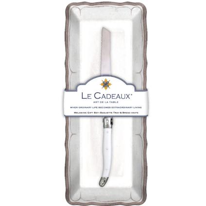 Rustica Antique White Baguette Tray & Laguiole Knife Gift Set - Thumbnail 2