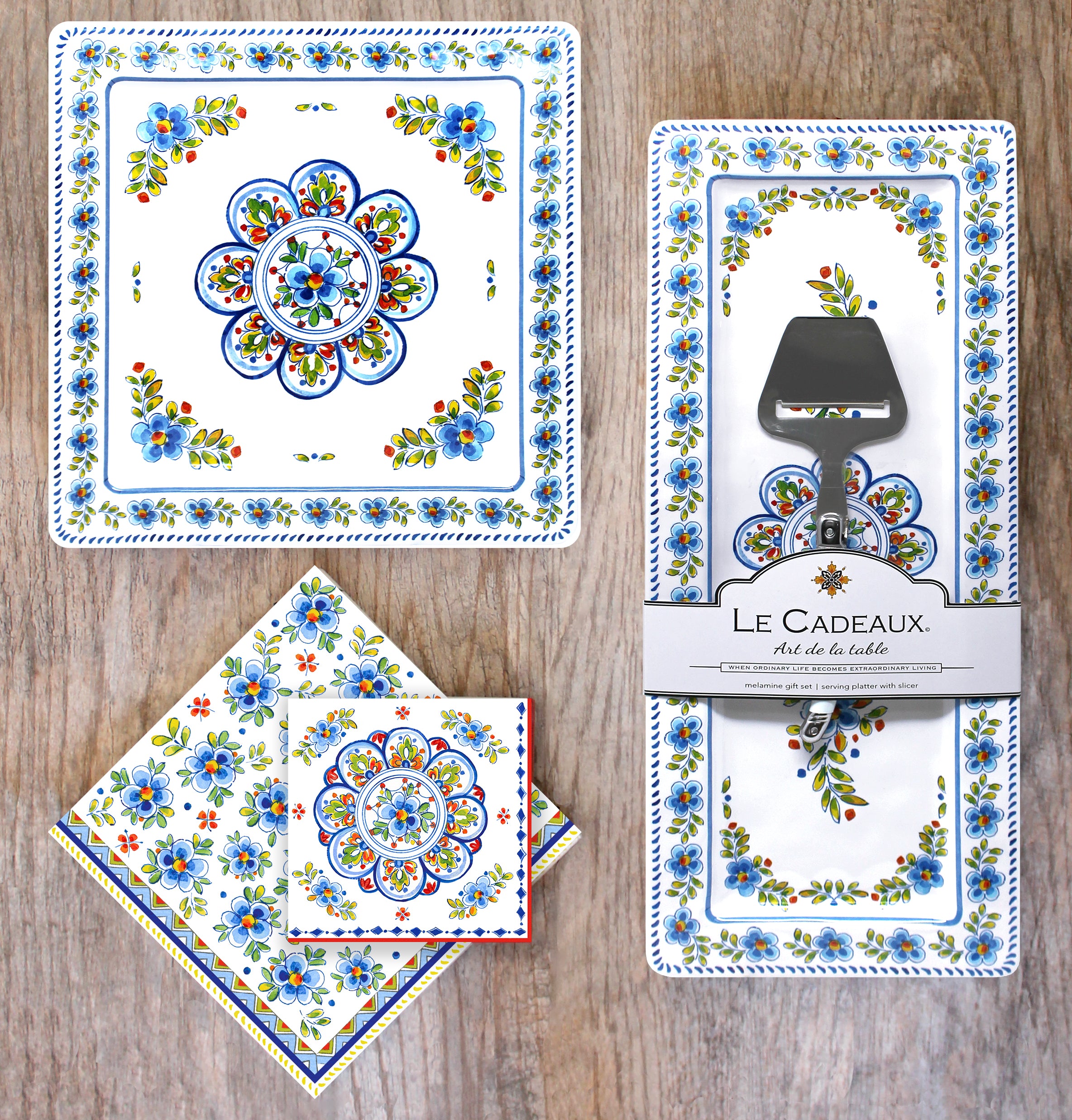 Le Cadeaux Madrid White 11" Square Platter - Thumbnail 2