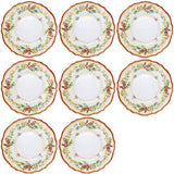 Le-Cadeaux-Noelle-117NOEL-Dinner-Plates-Melamine-Holiday-Winter-Poinsettia-Flower-Floral-Pinecone-Set