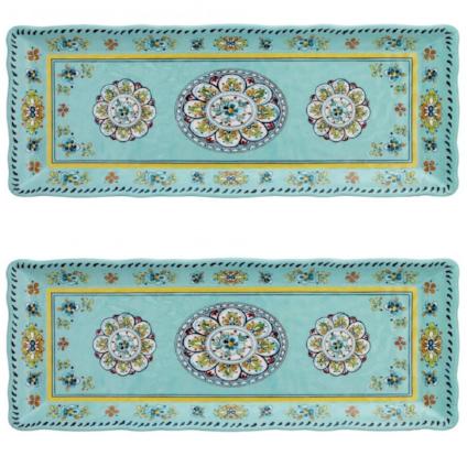 Le-Cadeaux-298MADT-Madrid-Turquoise-Turq-810266025408-15"-x-6"-baguette-tray