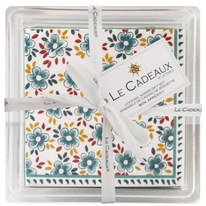 Le Cadeaux Madrid Turquoise Acrylic Holder & Cocktail Napkin Set