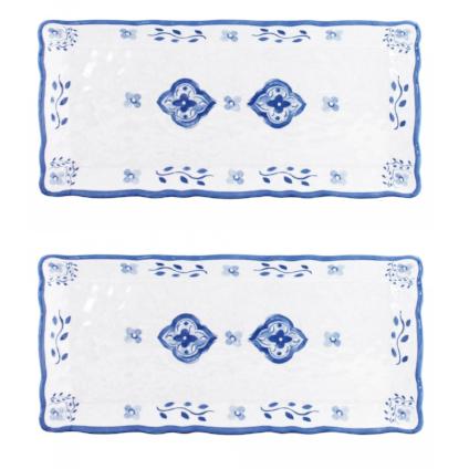 Le Cadeaux Moroccan Blue Tile Baguette Tray 298MRCB
