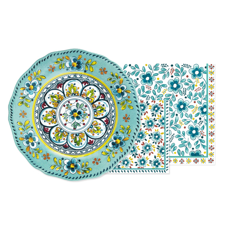 Le Cadeaux Madrid Turquoise Acrylic Holder & Cocktail Napkin Set