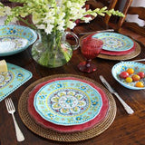 Le-Cadeaux-Madrid-Turquoise-Dinner-Plates-Salad-Plates-Salad-Bowl-Antiqua-Red