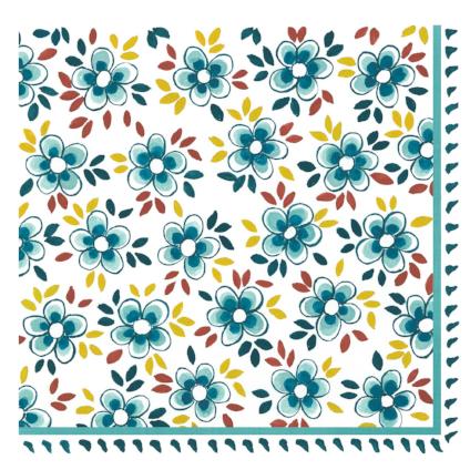 Le Cadeaux Madrid Turquoise Cocktail and Dinner Napkin Gift Set - Thumbnail 5