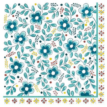 Le Cadeaux Madrid Turquoise Cocktail and Dinner Napkin Gift Set - Thumbnail 3