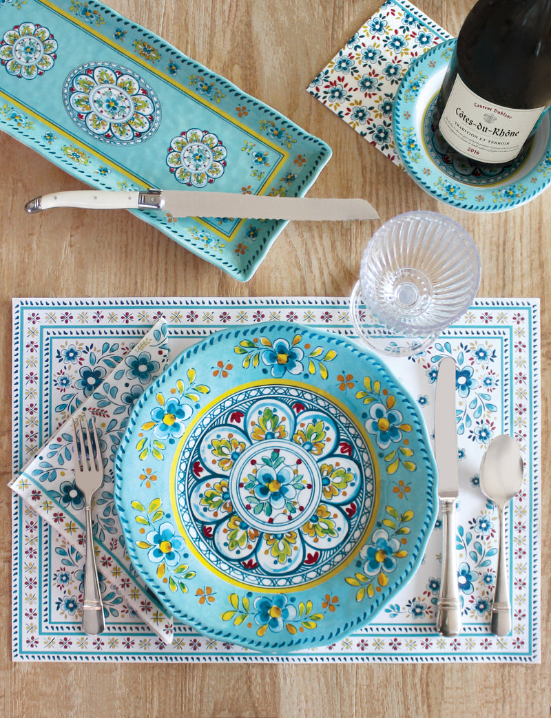 Madrid Turquoise Handled Platter 268MADT