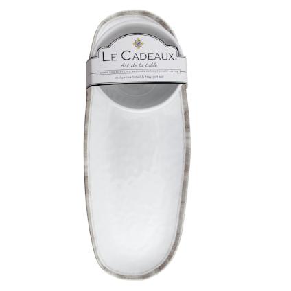 Le Cadeaux Rustica Antique White Bowl & Tray Set
