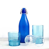 Le-Cadeaux-Santorini-Beverage-Tumbler-Cup-Glass-aqua-blue-clear-carafe-water-iced-tea-juice-bar-highball