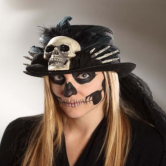 Bethany Lowe Halloween Voodoo Skull Top Hat Skeleton RL4715