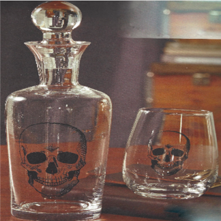 India Handicrafts Skelton Skull Decanter 