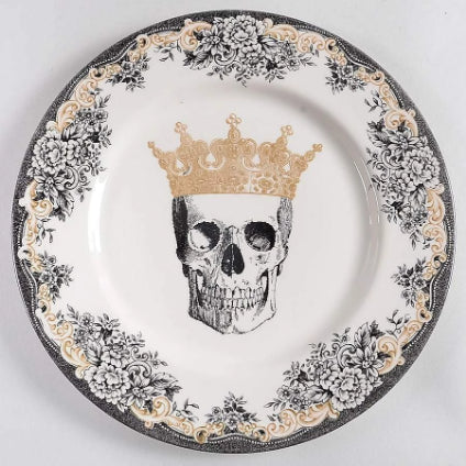 Victorian-English-Pottery-royal-stafford-skull-gold-crown-salad-accent-plate