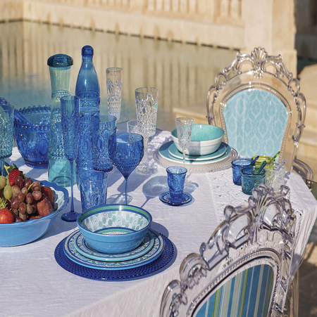 Le Cadeaux Moroccan Blue Tile Baguette Tray 298MRCB