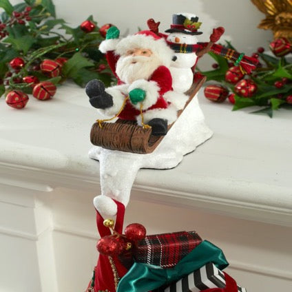 katherines-collection-28-028776-Sledding-Santa-and-Snowman-Stocking-Holder-whimsical-snowday