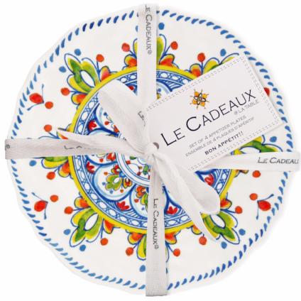 810266033144-le-cadeaux-097MADW-dessert-plates-appetizer-floral-flower-turquoise-melamine