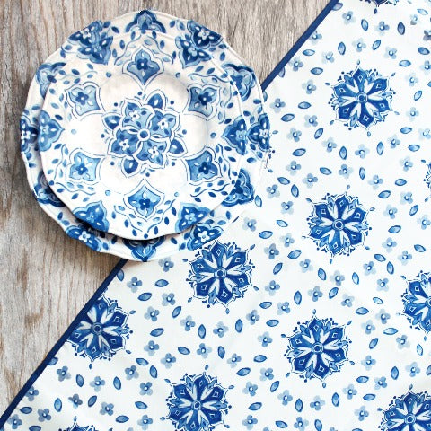 Moroccan Blue Fabric Table Linens