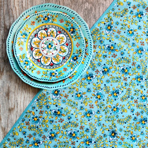 Madrid Turquoise Fabric Table Linens - Thumbnail 2