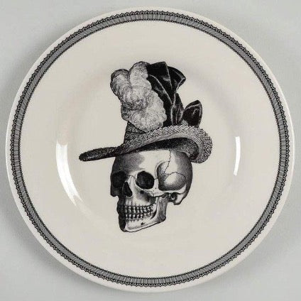 Pompadour Hat Lace Skull Porcelain Dinner Plates - Thumbnail 5