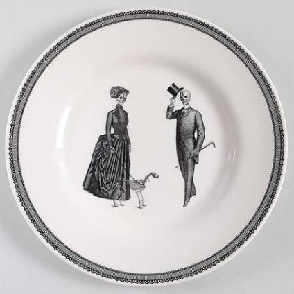 victorian-english-pottery-royal-stafford-victorian-gentleman-cane-lady-walking-dog-salad-plate