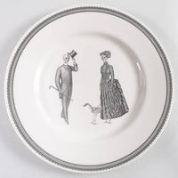 victorian-english-pottery-royal-stafford-victorian-gentleman-cane-lady-walking-dog-dinner-plate