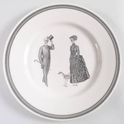 victorian-english-pottery-royal-stafford-victorian-gentleman-cane-lady-walking-dog-dinner-plate