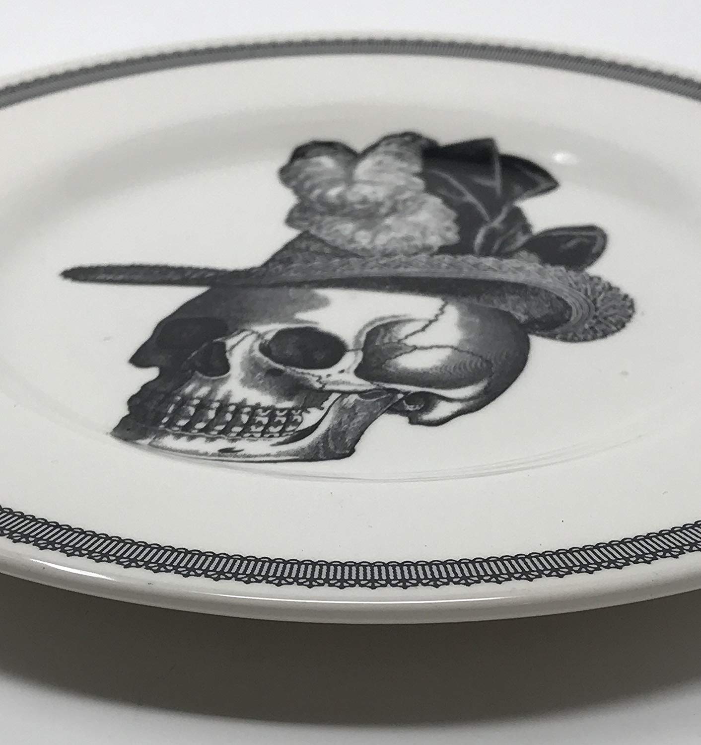Pompadour Hat Lace Skull Porcelain Dinner Plates - Thumbnail 4