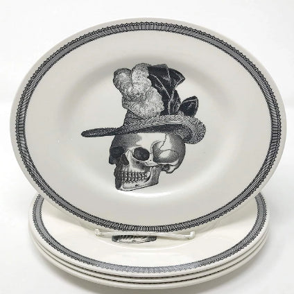 Victorian-english-pottery-royal-stafford-skull-hat-pompadour-dinner-plate
