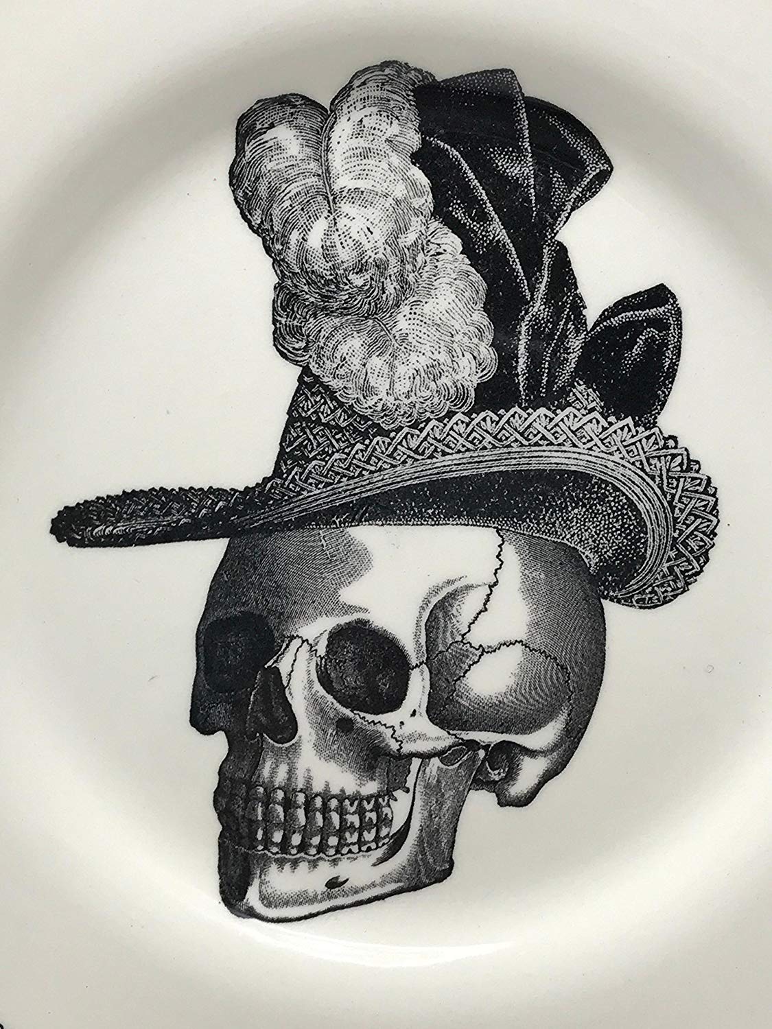 Pompadour Hat Lace Skull Porcelain Dinner Plates - Thumbnail 3